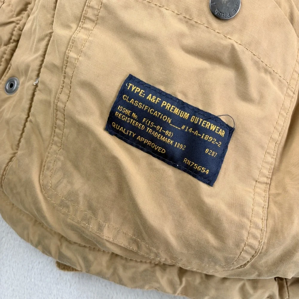 VTG Abercrombie & Fitch Quilt Lined Utility Parka Hooded Jacket Men XL Premium